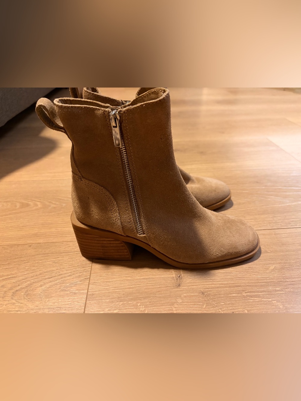 Steve Madden Tan Suede Side-Zip Ankle Boots
